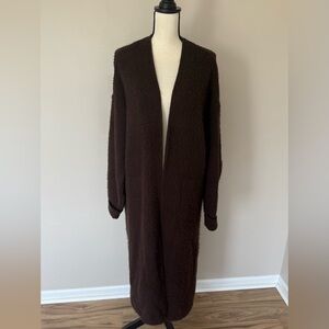 Topshop Brown Knit Maxi Cardigan